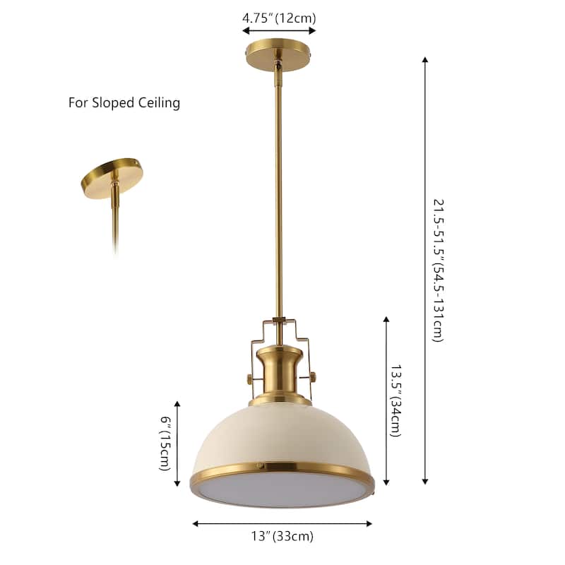 Deere Adjustable Iron/Glass Vintage LED Dome Pendant, by JONATHAN Y