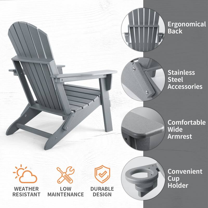 Vrakae Folding Adirondack Chair with Cup Holder Set of 4