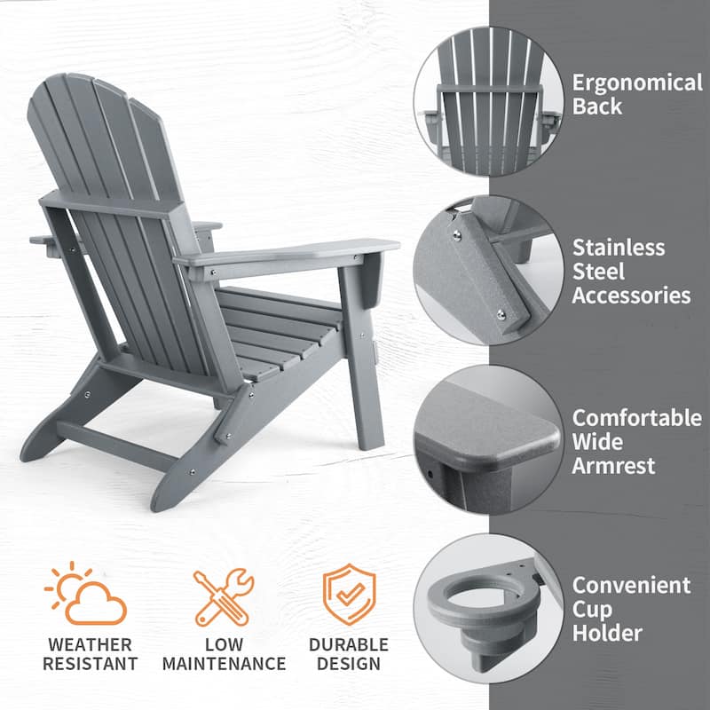 Vrakae Folding Adirondack Chair with Cup Holder