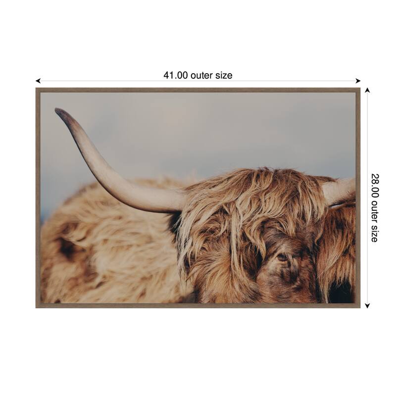 Kate and Laurel Highland Cow IX Close by Laura Evans Framed Canvas Wall Art Print