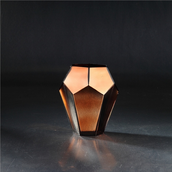 8” Brown Geometric Faceted Glass Vase - N/A