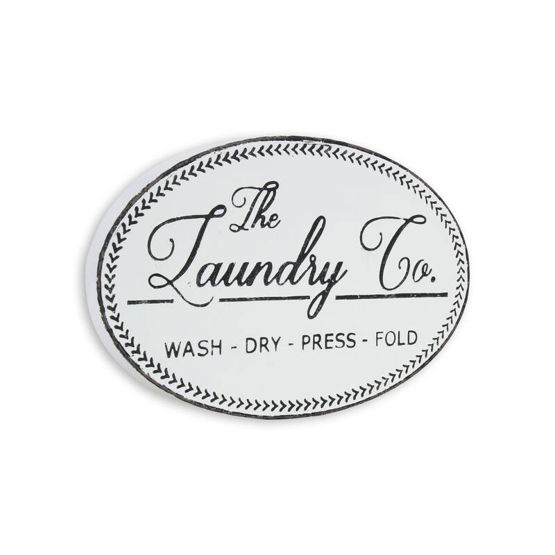 White Metal Rustic Laundry Wall Sign