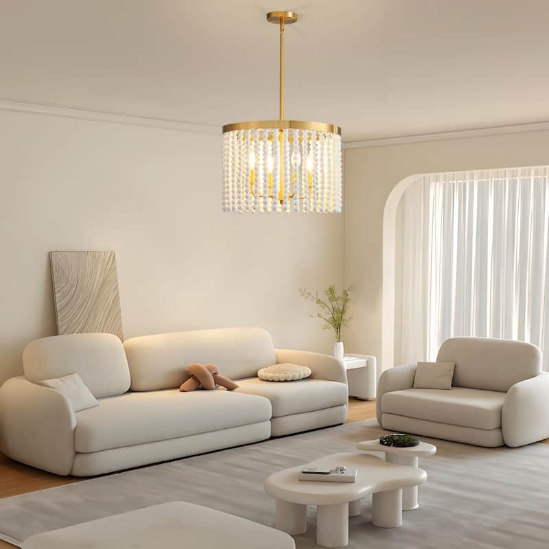 Modern Chandelier Dimmable Black and Gold Drum Chandeliers Light Fixture for Living Room Dining Room