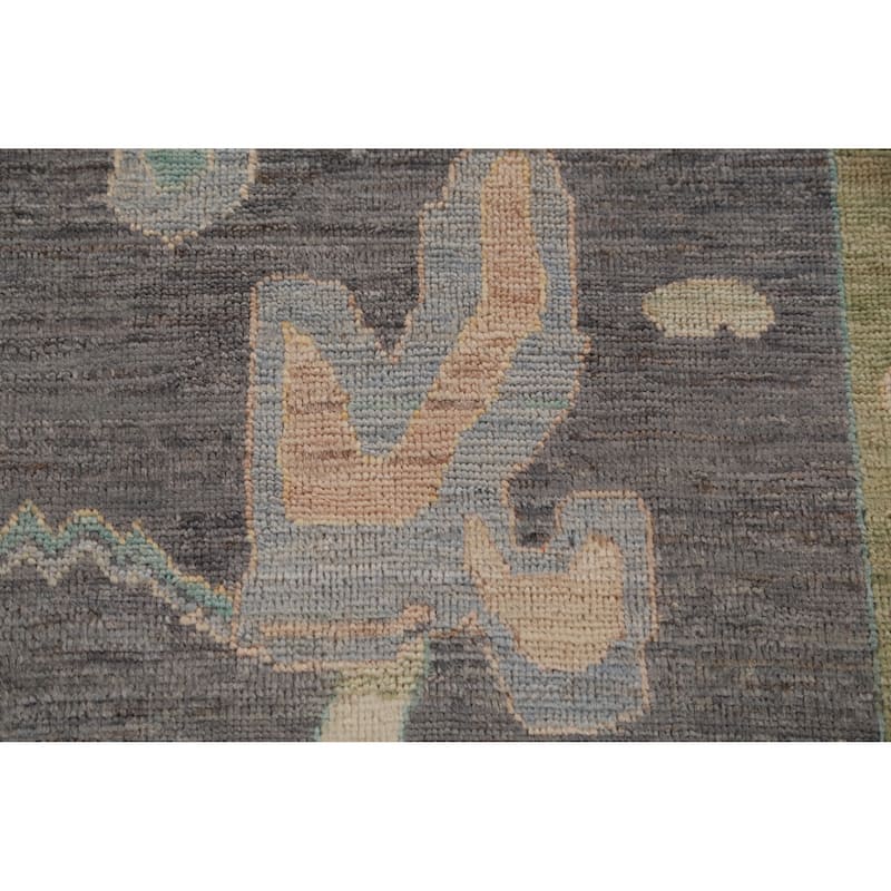 Hand Knotted Oriental 100% Wool Carpet Transitional All-Over Greys & Charcoal Oushak Area Rug - 9' 10'' X 8' 1''