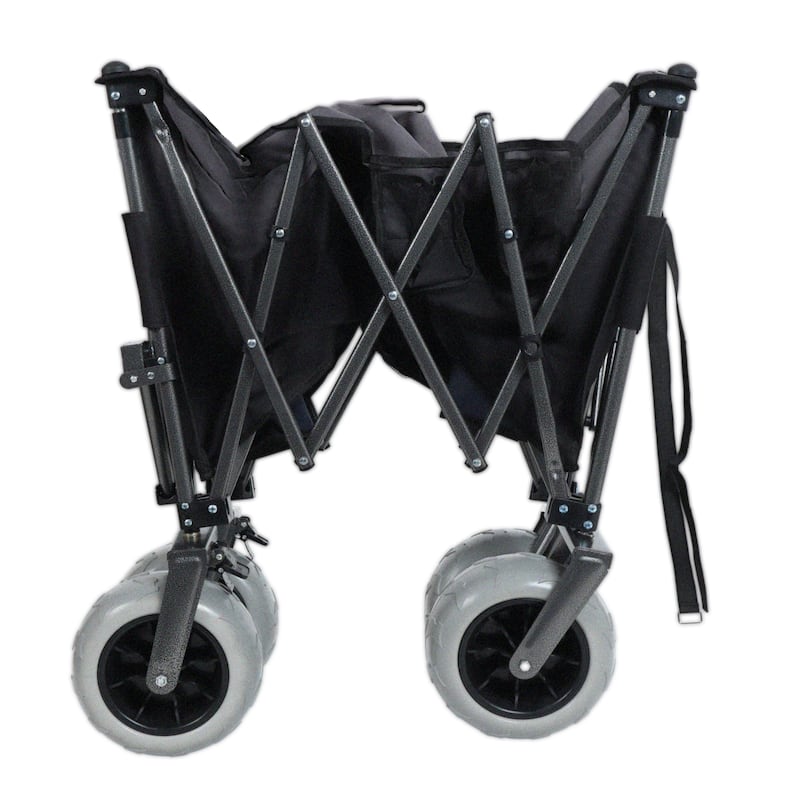 9"X4"All-Terrain Balloon Wheels!300l Xl Heavy-Duty Folding Wagon Cart - 480lbs Capacity,Conquers Sand & Rough Terrain,W/Brakes