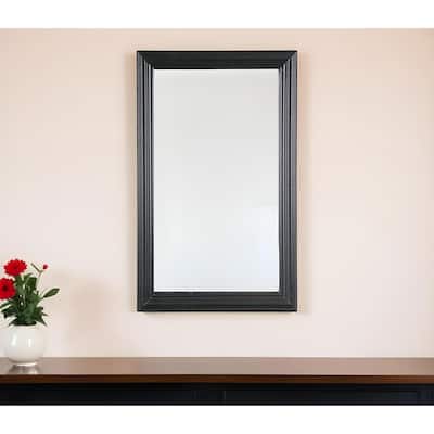 HomeRoots 26" Black Beveled Lines Framed Accent Mirror - 16' X '25.6' X '0.8