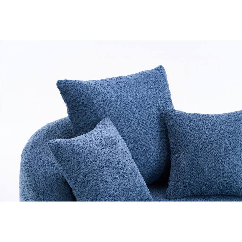 Oversized Swivel Round Barrel Chair, Ergonomic Single Sofa Chair, Upholstered Accent Chair with 3 Removable Pillows