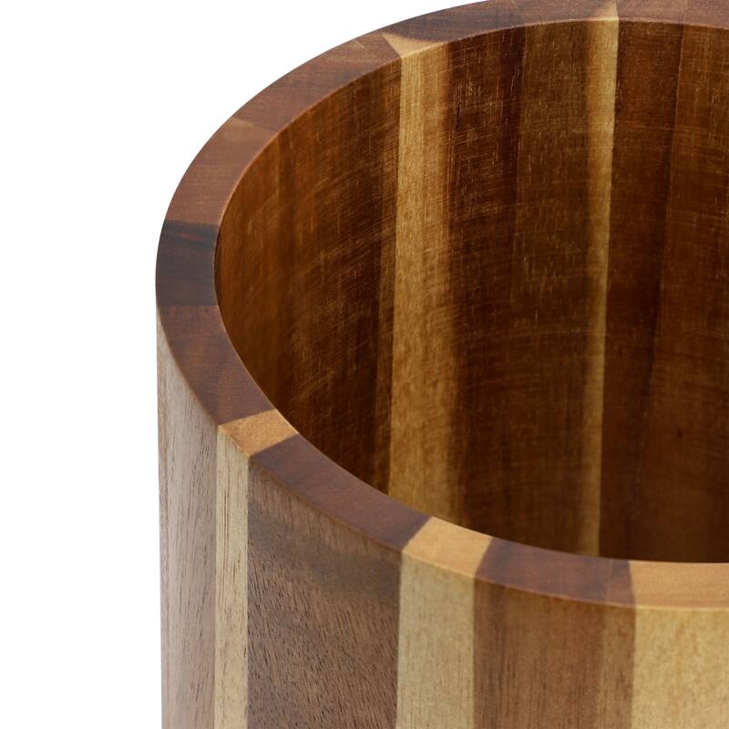 Space-Saving Acacia Wood 360 Rotating Kitchen Utensil and Tool Crock
