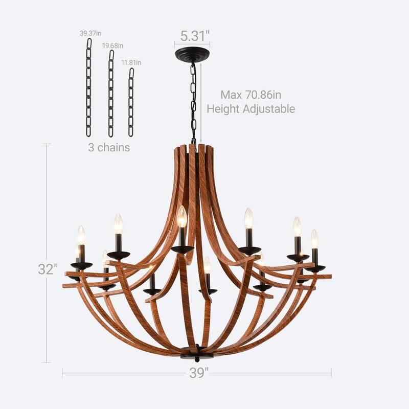 Vintage Industrial Farmhouse Chandelier Adjustable Rustic Lighting for Kitchens & Dining Rooms