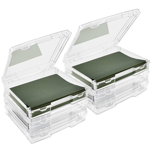 slide 2 of 7, Sorbus Set of 6 Wide Hanging File Organizer Bin, Interior 10"x12" Clear Plastic Stackable for Document Storage Clear - File Storage Box - Plastic