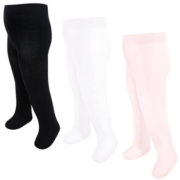 slide 1 of 1, Luvable Friends Baby Girl Nylon Tights, Black Pink Black Pink - 0-9 Months