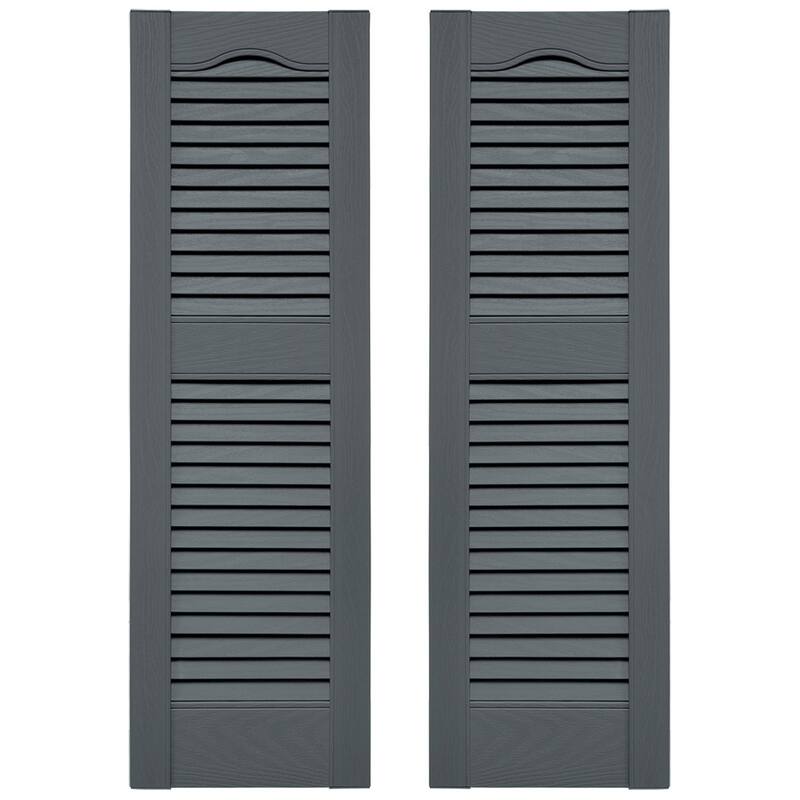 Builders Edge, Standard Cathedral Top Center Mullion, Open Louver Shutters, Includes Matching Installation Spikes (Per Pair)