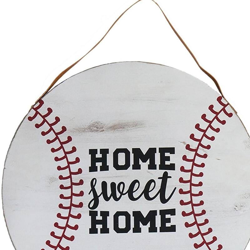 HomeRoots Set of Two 18" X 18" Brown And White Baseball Is Home Wood Wall Decor