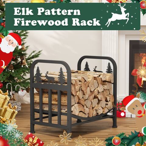 Firewood Log Rack Fireplace Wood Holder Heavy Duty Metal Log Holder