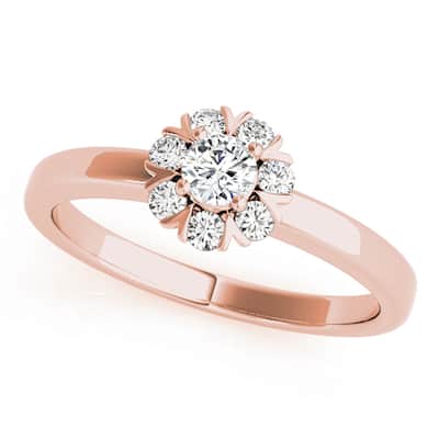 Auriya 14k Rose Gold Lab Grown Round Diamond Halo Engagement Ring 0.50 to 5.00 ct. tw. (F-G VS)