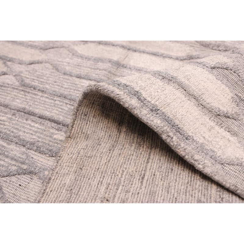 ECARPETGALLERY Hand Loomed Elysian Grey Silk Rug - 6'8 x 9'7