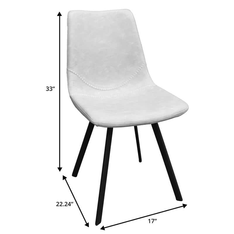 Markley Dining Chair with Leather Seat in Black Steel Legs, Scratch-Resistant, Ergonomic & Comfortable Modern Kitchen Chair