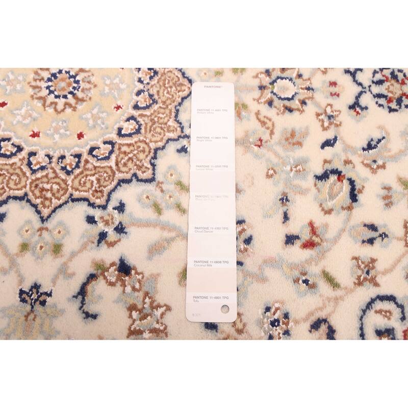 ECARPETGALLERY Hand-knotted Nain Cream Silk, Wool Rug - 2'9 x 14'3