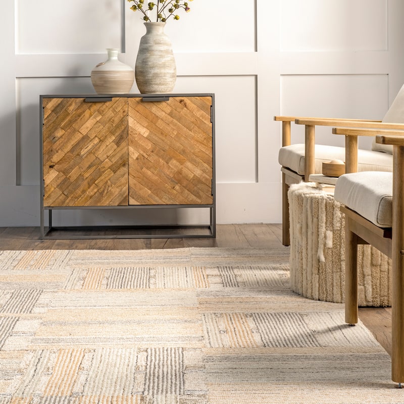 Deco Striped Tile Wool Area Rug