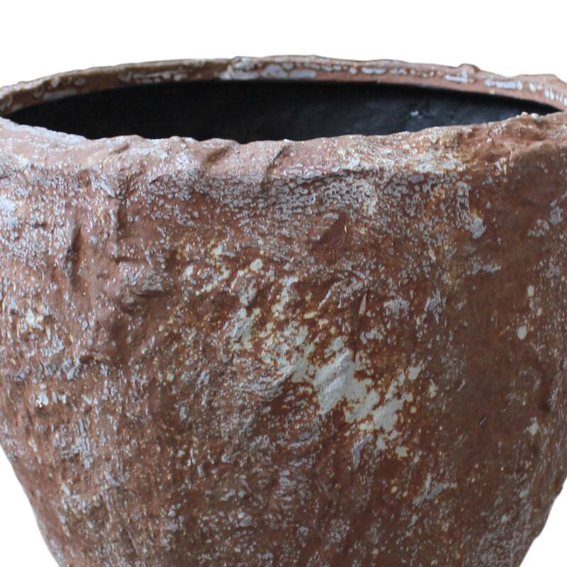 Hand Made Round Bowl Like Rocky Sandstone Planter, Brown, Set of 3