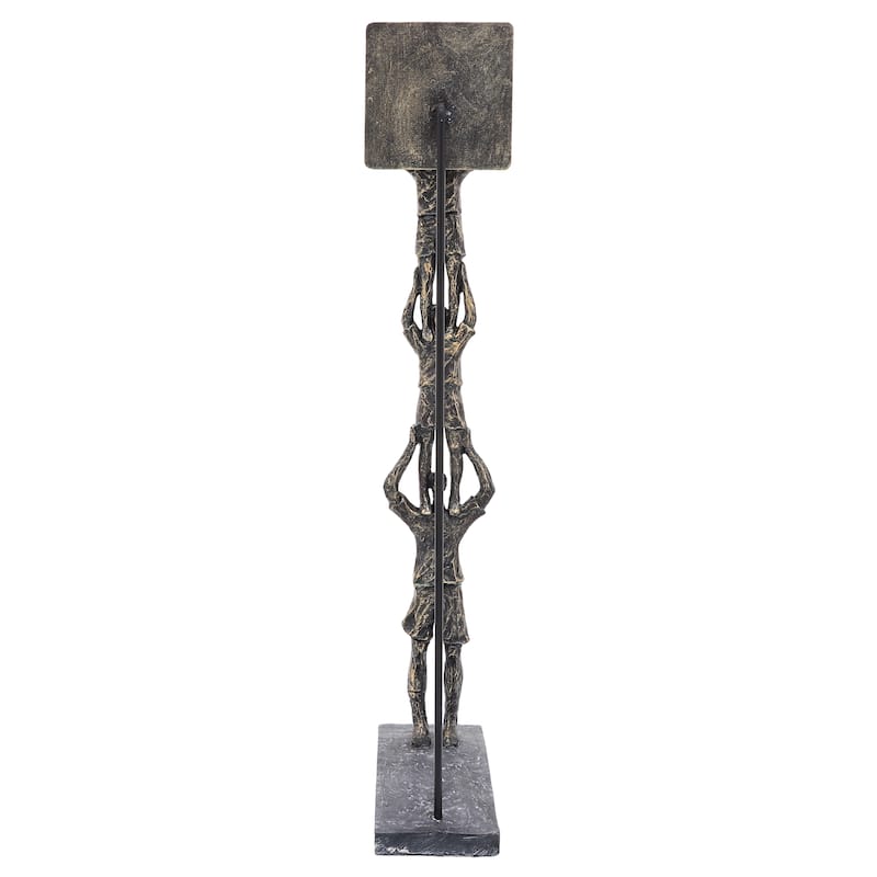 19" Three Men Dunking Basketball Sculpture - Contemporary Polyresin Basketball Teamwork Bronze and Copper Decorative