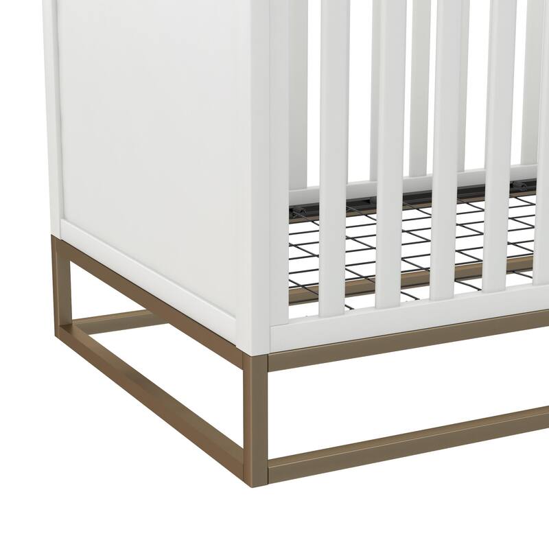 Little Seeds Haven 3 in 1 Convertible Wood Crib with Metal Base