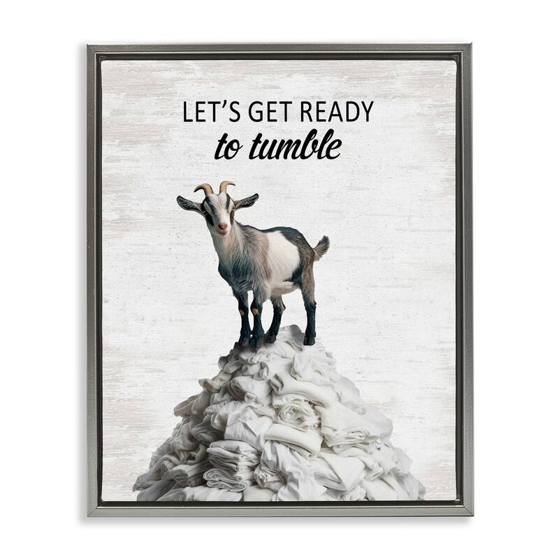 Stupell Ready To Tumble Laundry Framed Floater Canvas Wall Art Design By Lettered and Lined - 17 x 21 - Grey