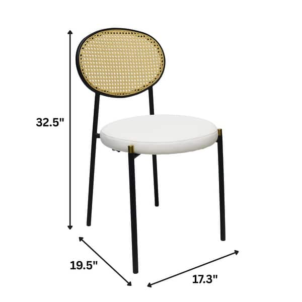 dimension image slide 2 of 11, Leisuremod Euston Modern Velvet/Leather Dining Chair - Minimalist Wicker Back Accent Chair for Home Living Room & Kitchen