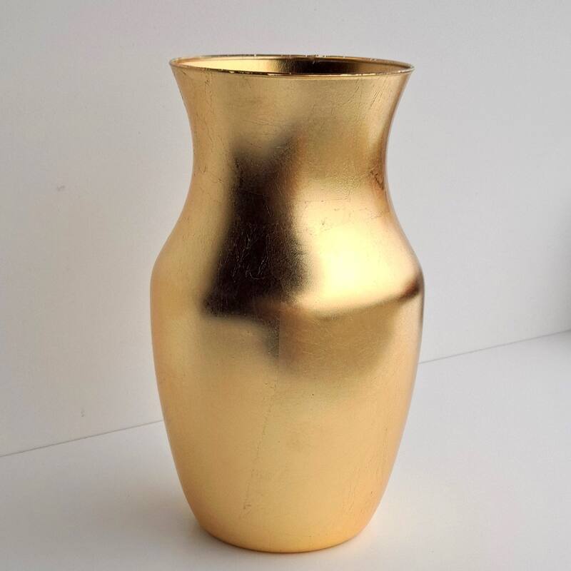 GILT 9" Glass Flower Vase