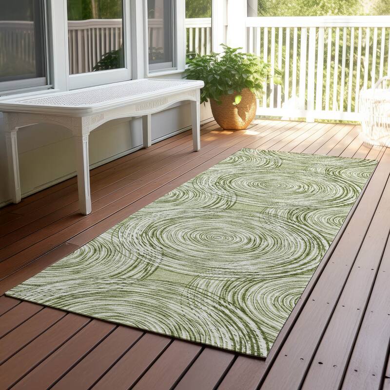 Machine Washable Indoor/ Outdoor Modern Pune Chantille Rug - Aloe - 2'3" x 7'6"