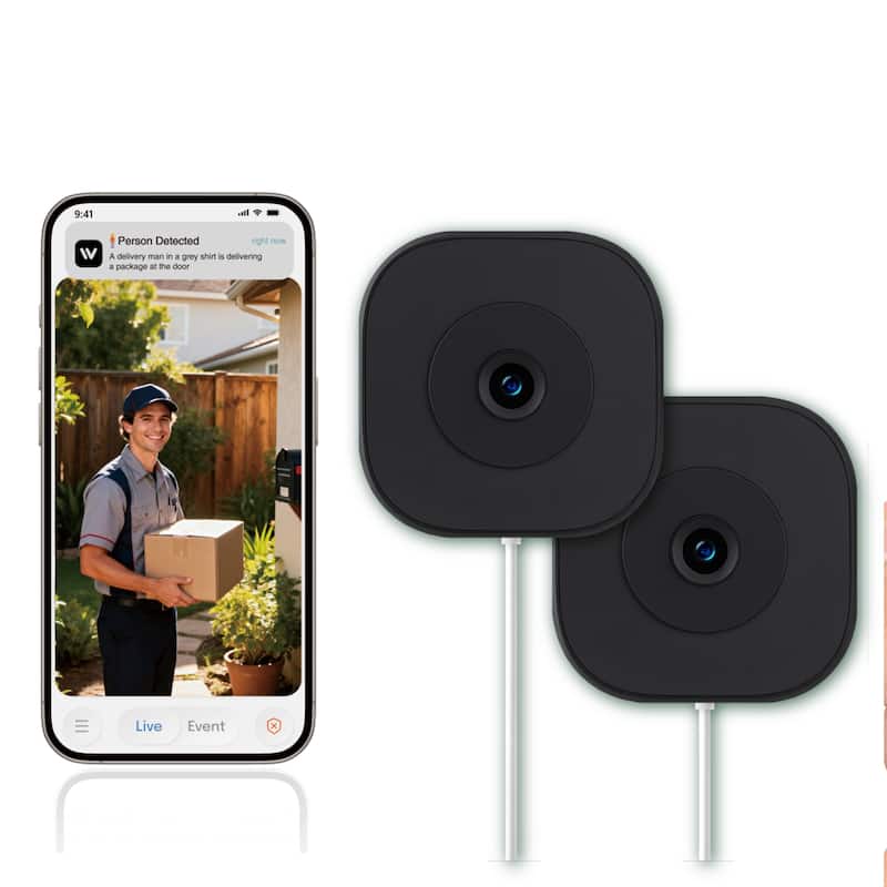 2K Window Camera WiFi Indoor Cameras with AI Motion Dection and Smart Alerts for Home Security, 2PCS