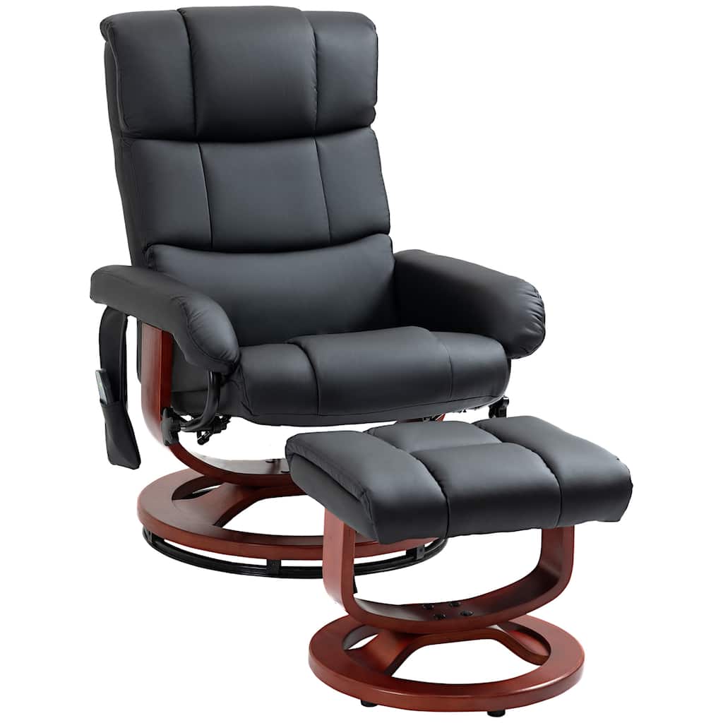 Modern 28.8" High Back Upholstered 360° Swivel Recliner Chair with Ottoman and Remote Control