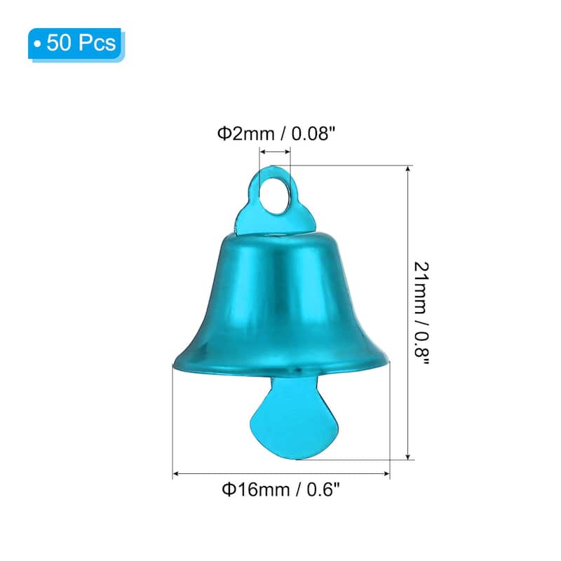 50Pcs Jingle Bells 0.6" Metal Hanging Bells - Blue