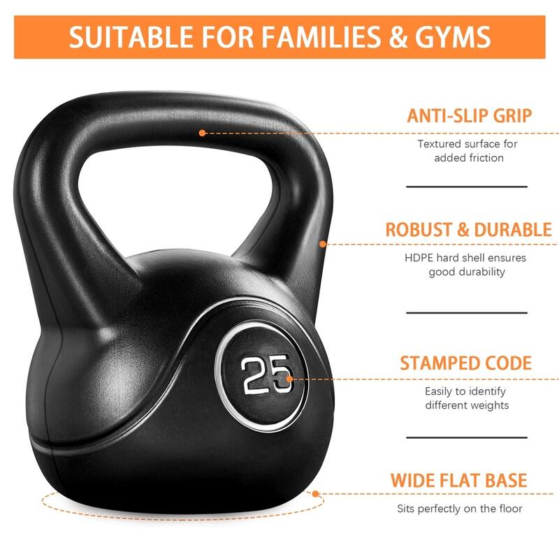 Yaheetech 25lbs Fitness Kettlebell Weight w/HDPE Coated Wide Flat Base