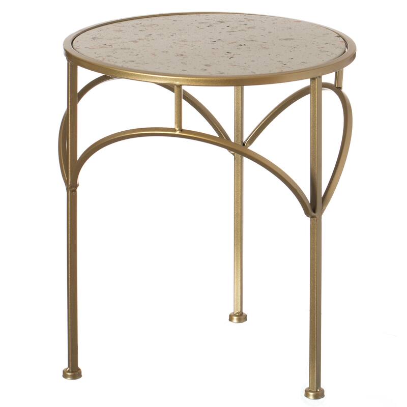 Decorative Gold Metal Round Plant Stand, Modern White Marble Look Top Display End Side Table, Set of 3 - Set of 3