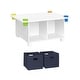preview thumbnail 4 of 5, RiverRidge Kids Desk and Art Activity Table with 4 Storage Cubbies and 4 Removable Storage Cups - White 2 Navy Bins