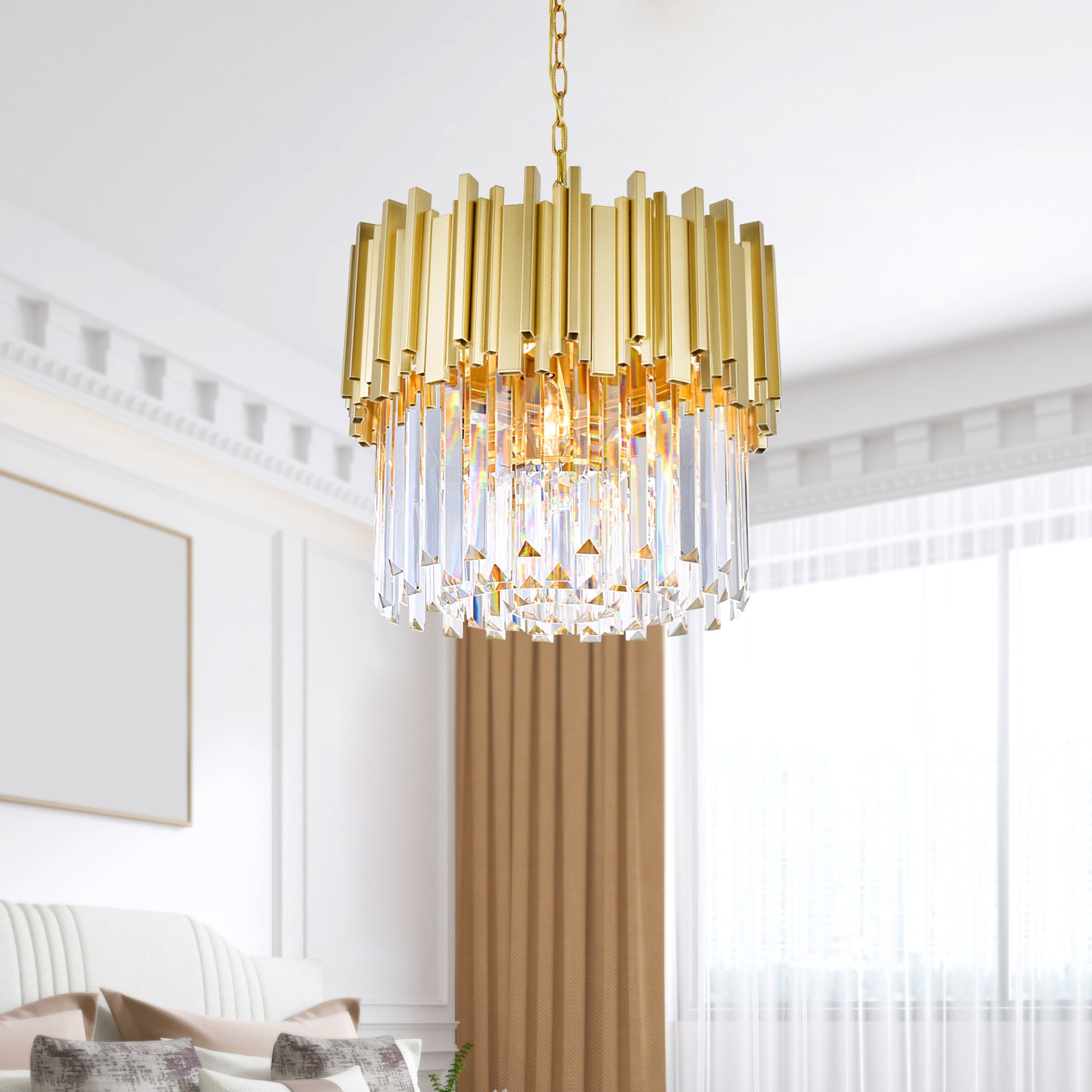 CWI Lighting Deco 4 Light Medallion Gold Down Chandelier - Medallion Gold