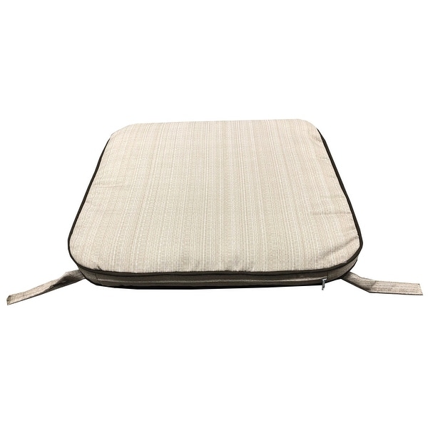 19 x 20 Outdoor Patio Dining Chair Cushion in Off White with Ties