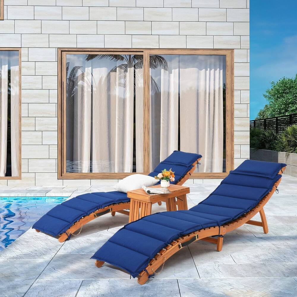 Patio Folding Chaise Lounge Set with Side Table