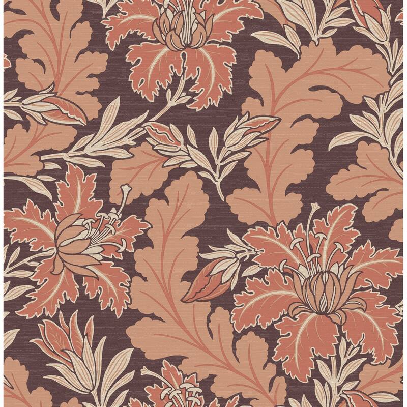 A-Street Prints Butterfield Burgundy Floral Wallpaper