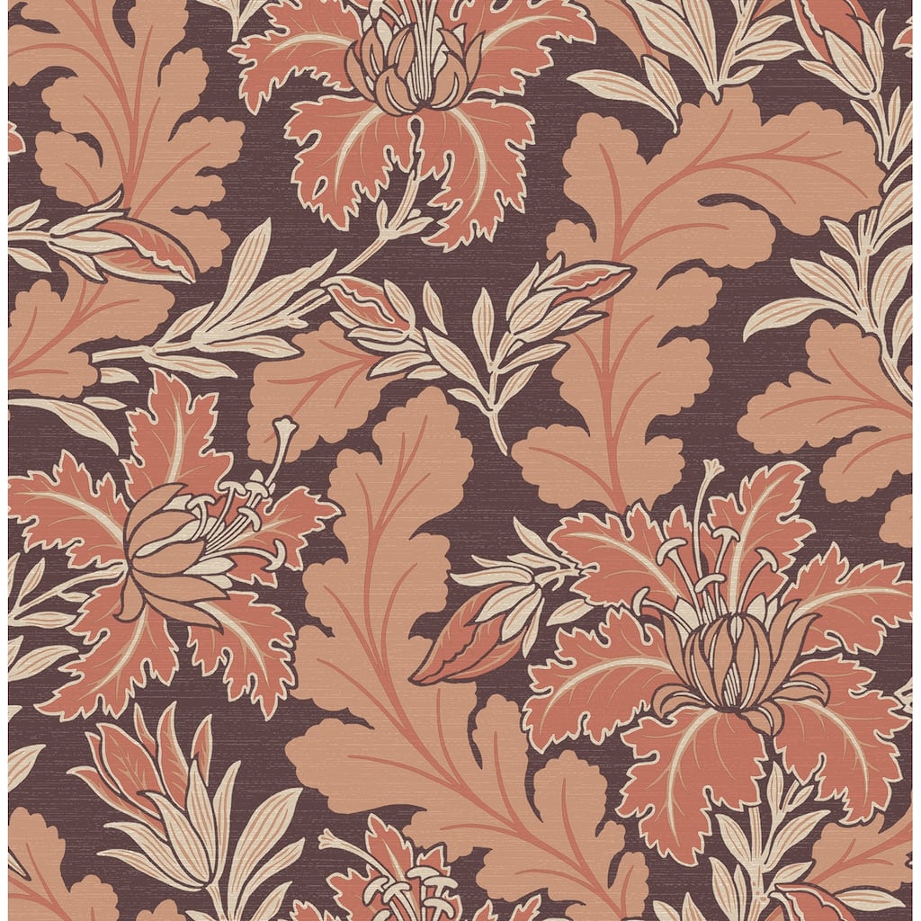 A-Street Prints Butterfield Burgundy Floral Wallpaper