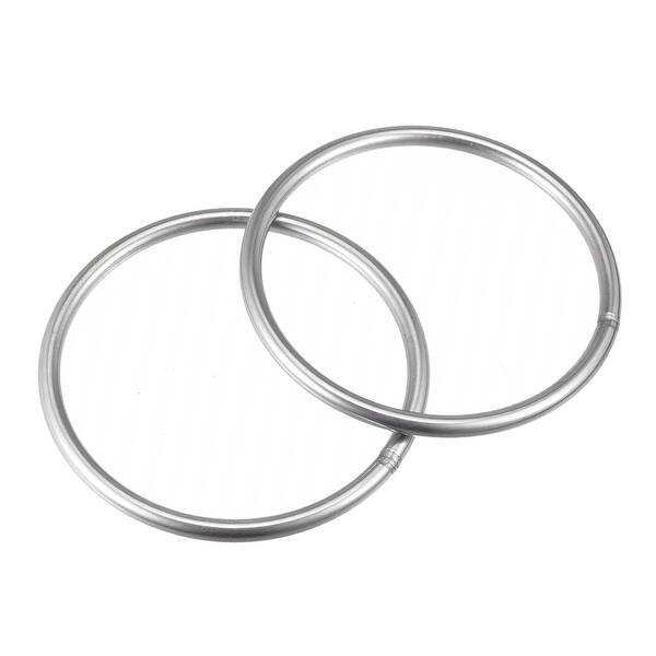304 Stainless Steel Welded O Ring 100mm Outer Dia. 6mm Thickness 2pcs ...