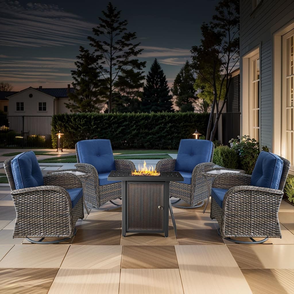 Outdoor Chairs with Fire Pit Table Set