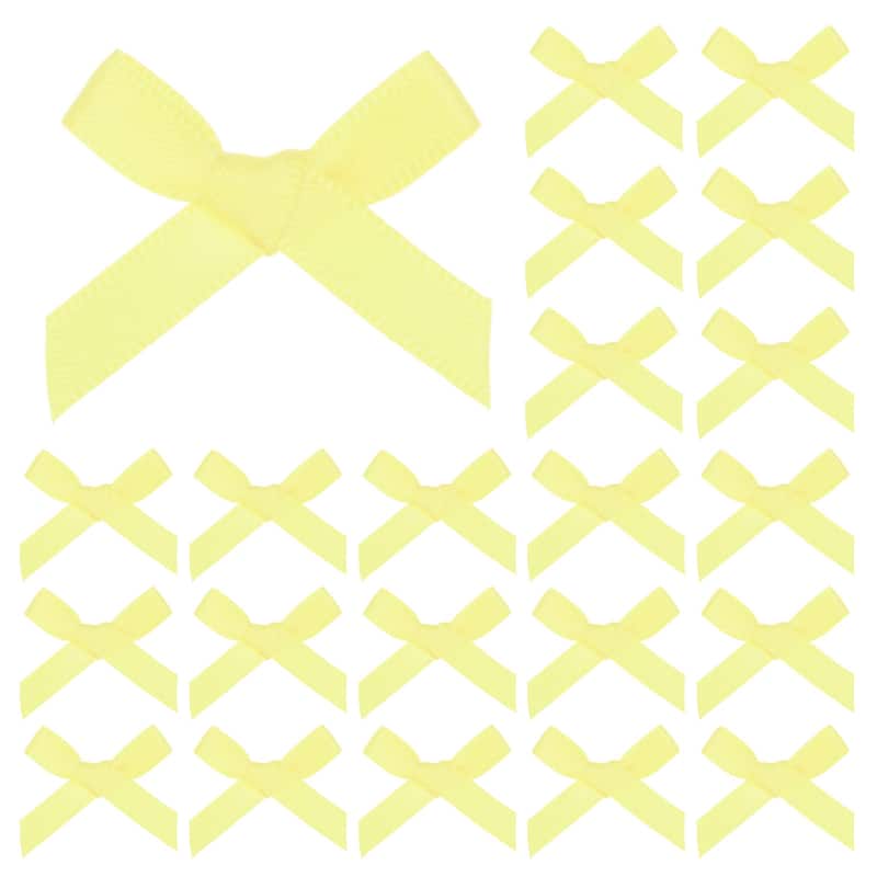 100-Pack Mini Craft Ribbon Bow,1x1.6 Inch for Craft DIY - Light Yellow
