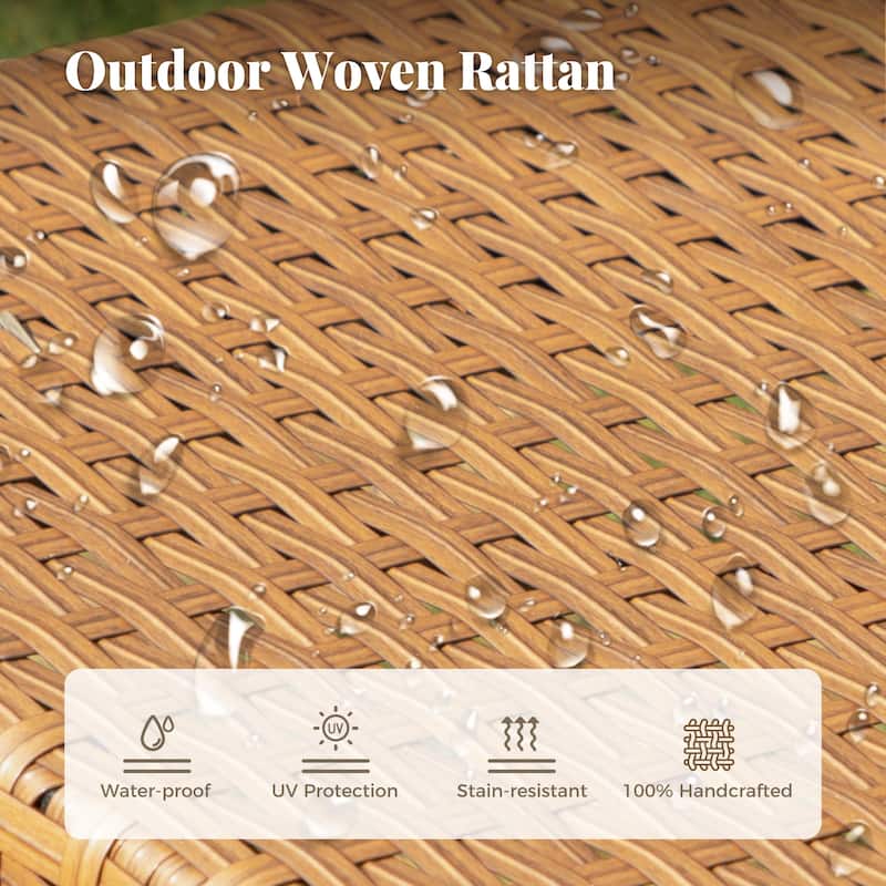 4-Piece Patio Furniture Wicker Outdoor Bistro Set, All-Weather Rattan Wood Conversation Set with Soft Cushions by Havenside Home