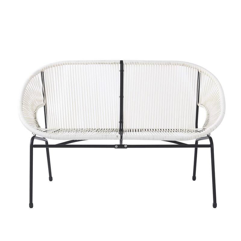 Roomfitters Condessa Outdoor Wicker Loveseat with Hammock Weave, Modern