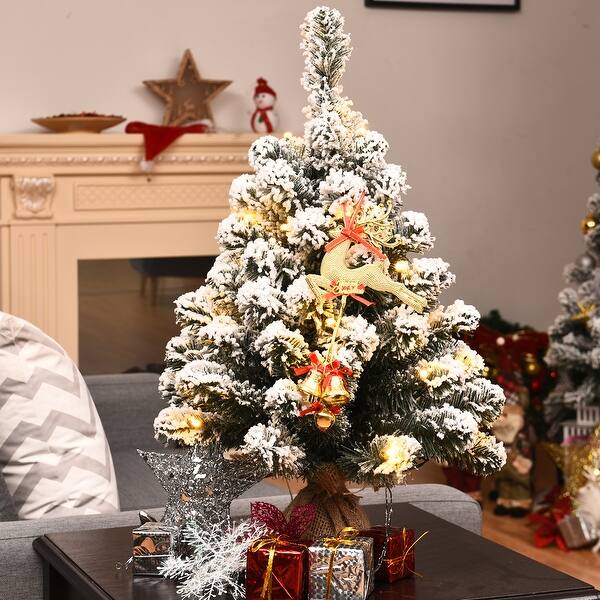 Shop Costway 24 Pre Lit Snow Flocked Tabletop Christmas Tree 30