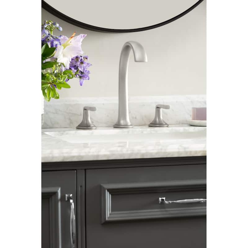 Kallista Script Widespread Sink Faucet with Arch Spout and Lever