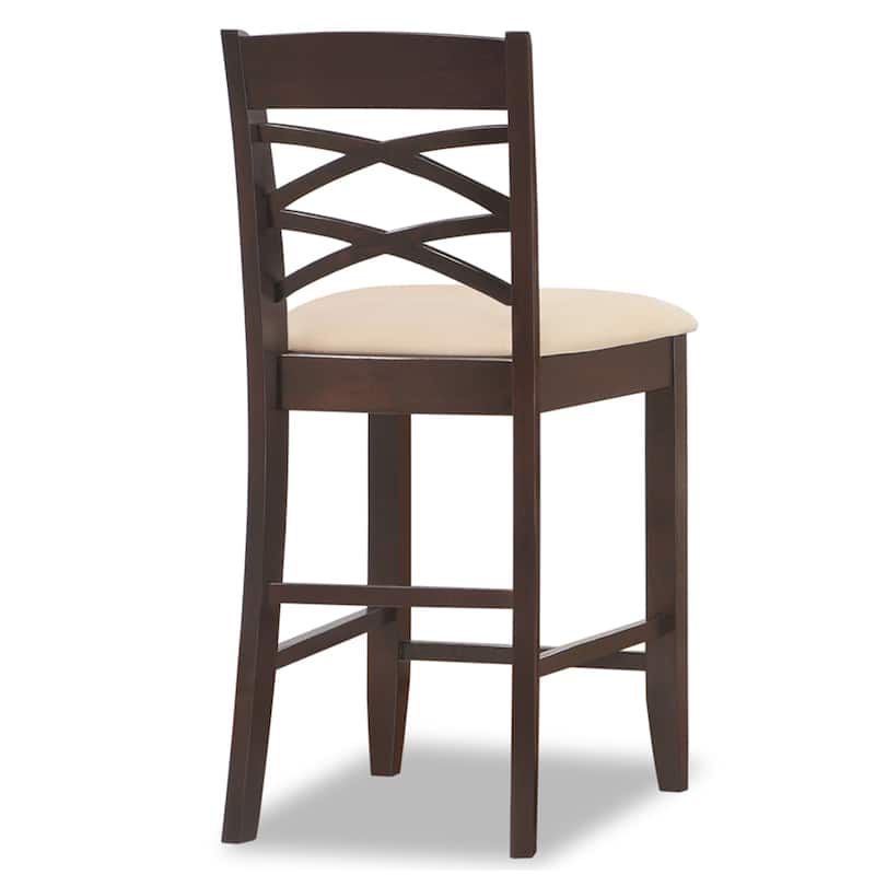 KD Furnishings Moss Heather Seat Wood Double Crossback Counter-height Stools (Set of 2)