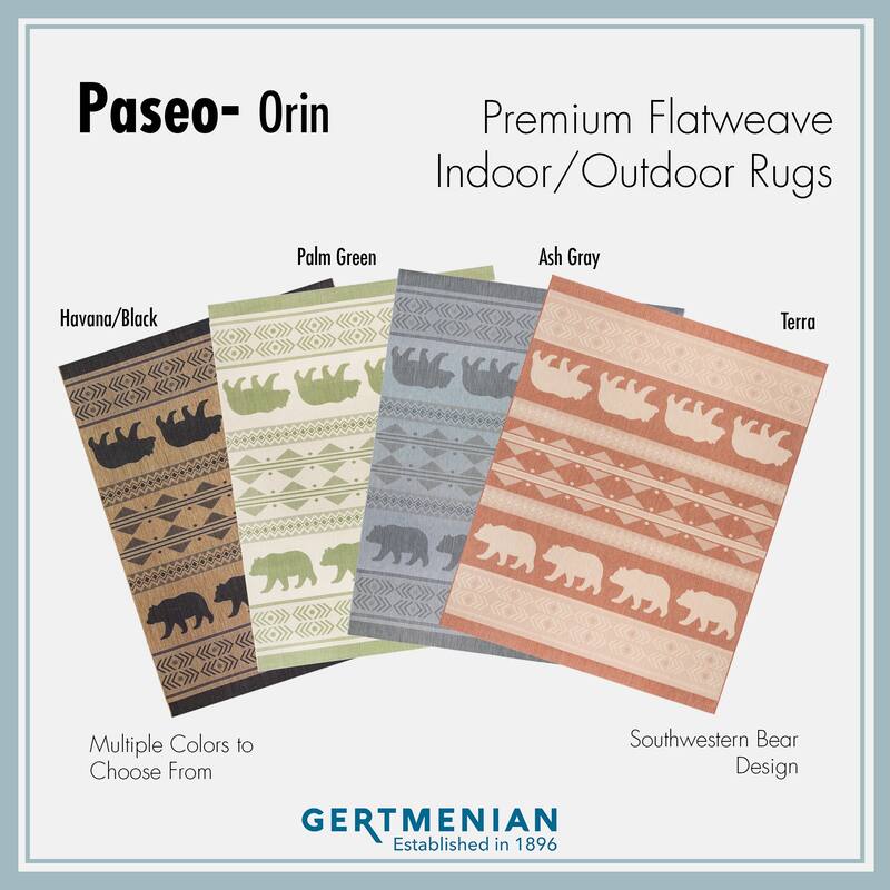 Gertmenian Paseo Orin Ash Grey Rustic Tribal Bear Indoor/ Outdoor Area Rug